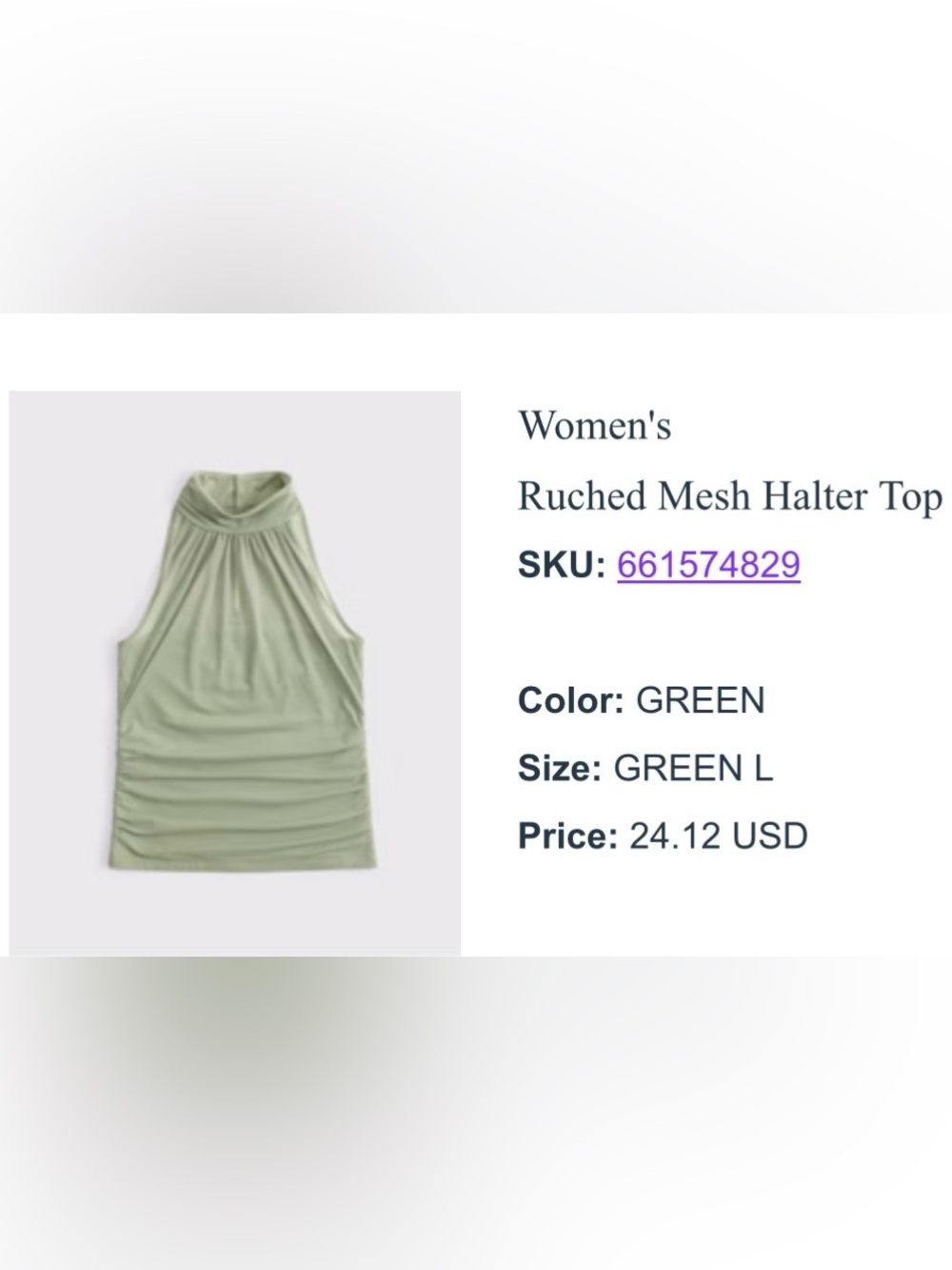 A&F Ruched Mesh Halter Tank Top